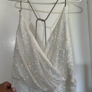 Kiss Me More Sequin Maxi Dress in White 1X